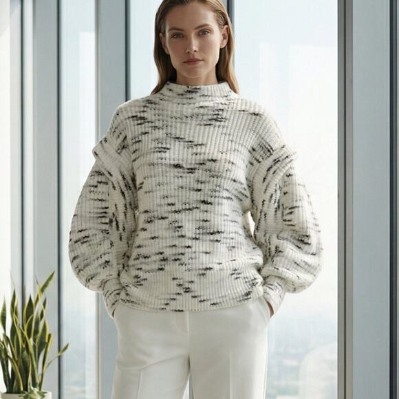 $258 VARLEY Belgrave Sweater dramatic puffy sleeves plush soft statement XL - Picture 1 of 14